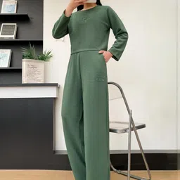 Stem Rope Women Green Cotton Blend Co-Ords-image-11