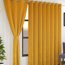 Florida Mustard Set of 2 Room Darkening Long Door Curtain-picture-37