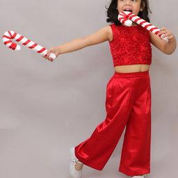 LIL DRAMA Girls Self Design Pure Cotton Top With Trousers-picture-8