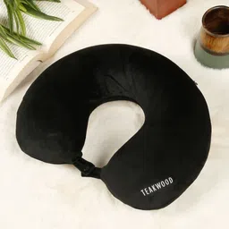Teakwood Leathers Black Faux Velvet Inflatable Travel Pillow-picture-29