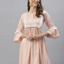 KALINI Knee Length Lace-Up Fit and Flare Dress-image-7