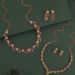 Anouk Set Of 2 Gold-Plated American Diamond-Studded & Beaded Jewellery Set-picture-37