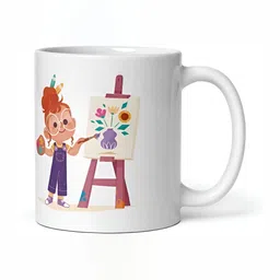 Mr UVD White & Purple Cartoon Characters Printed Ceramic Glossy Mug 350 ml image 3