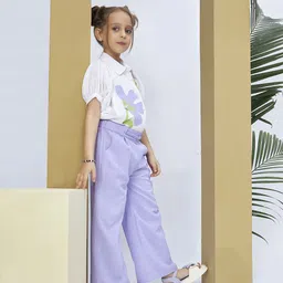 Peppermint Girls Printed Shirt Collar Short Sleeves Top With Trouser image 3