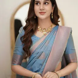 Tekson Ethnic Motifs Woven Design Zari Saree With Blouse Piece image 3