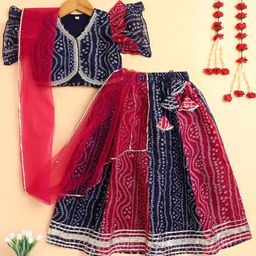 The Magic Wand Girls Bandhani Printed Ready to Wear Lehenga & Blouse With Dupatta-picture-40