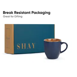SHAY Blue & Brown Solid Ceramic Glossy Mugs Set of Cups and Mugs image 3
