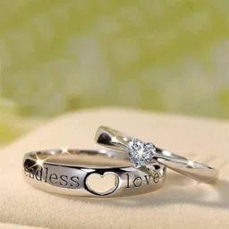 Ringzinnie Set Of 2 Stone-Studded Embrace Heart Couple Adjustable Finger Ring-picture-15