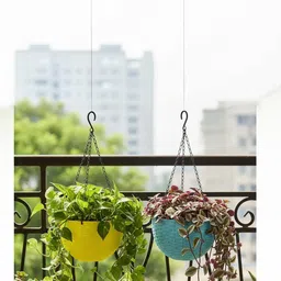 Virajsanchi 6-Pcs Green & Blue Textured Hanging Planters image 2