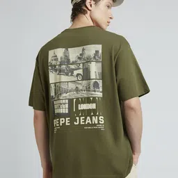 Pepe Jeans Men Graphic Printed Round Neck Pure Cotton Oversized T-shirt-picture-33