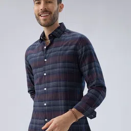VASTRADO Men Classic Slim Fit Checked Casual Shirt image 3