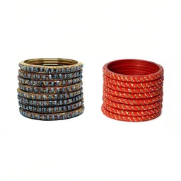 Only Offers Set Of 2 Multi Glass Artificial Stones Bangle-image-62