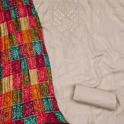 Blissta Embroidered Sequinned Unstitched Dress Material image 4