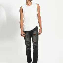 LINARIA Men Classic Slim Fit Mildly Distressed Heavy Fade Jeans image 4