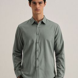 Banana Club Classic Spread Collar Plain Seamless Placket Casual Shirt-picture-31