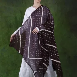 Exotic India Bandhani Printed Pure Cotton Dupatta-image-51