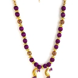 AKSHARA Purple & Gold-Toned German Silver Gold-Plated Handcrafted Necklace-picture-22