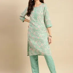 Rangita Floral Printed Regular Kurta with Trousers-picture-15