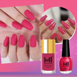 MI FASHION Set of Vernis A Ongles High Shine 15 ml & Velvet Matte Nail Polish 9.9 ml-picture-37
