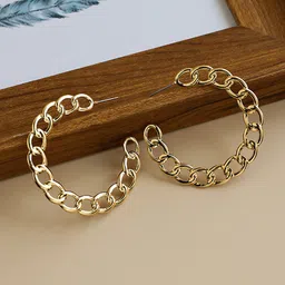 Young & Forever Gold-Toned Circular Half Hoop Earrings image 1