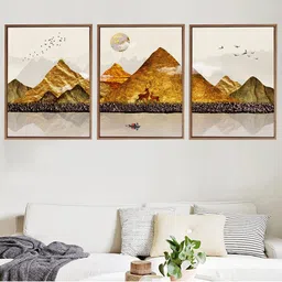 Art Street Set Of 3 Mountain Framed Canvas Art Print Paintings-picture-29