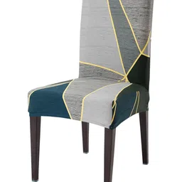 HOKIPO Green & Grey Printed Stretchable Chair Cover-picture-12