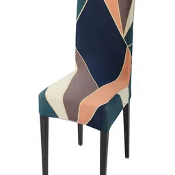 HOKIPO Green & Grey Printed Stretchable Chair Cover-image-49