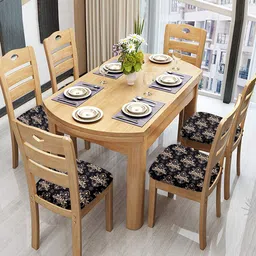 Cortina Black & Beige 6 Pcs Ethnic Motif Printed Chair Cover-picture-30