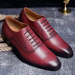 LOUIS STITCH Men Premium Leather Dual Tone Patina Derby Shoes-picture-30