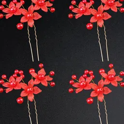 FIMBUL Red Set of 4 U Pins  Hair Accessory Set-image-96