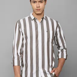 Allen Solly Men Olive Green Slim Fit Striped Cotton Casual Shirt-picture-39