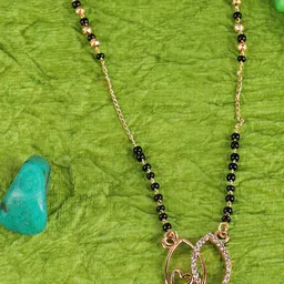 ANIKAS CREATION Designer Gold-Plated & Black Beaded Traditional Stone Studded Mangalsutra-picture-41