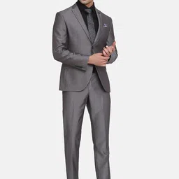 Blackberrys Men Charcoal Grey Solid Slim-Fit Single Breasted 2-Piece Suit-picture-14