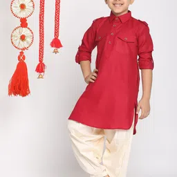 JBN Creation Boys Shirt Collar Pathani Kurta With Salwar-picture-39
