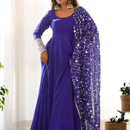 BAESD Embellished Thread Work Georgette Anarkali Ethnic Dress-picture-11