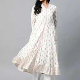 KALINI Ethnic Motifs Printed V-Neck Three-Quarter Sleeves Anarkali Kurta-picture-12