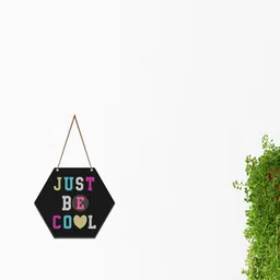 SAF Black & Pink Motivational Printed Hexagon Wooden Wall Hanging image 1