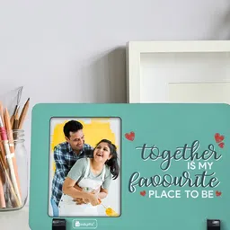 Indigifts Blue & Red Printed Wooden Table Photo Frame image 1