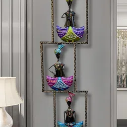 PRANJALS HOUSE Black & Blue 3 Musicians Metal Hangings Wall Decor image 1