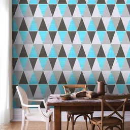 Jaamso Royals Grey & Blue Printed Self-Adhesive & Waterproof Wallpaper image 1