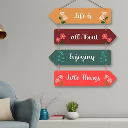 ArtVibes Yellow & Orange Motivational Quotes Rectangle Wooden Wall Hanging image 1