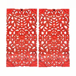 VAS collection home Red 2 Pieces Textured Wooden Wall Decor-image-47
