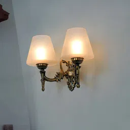 Fos Lighting White 2-Light Steel Wall Lamp with Tapered Frosted Glass Shade image 1