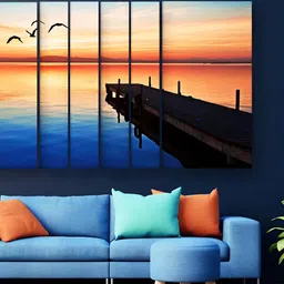 Casperme Orange & Blue 6 Pieces Wooden Wall Paintings-picture-15