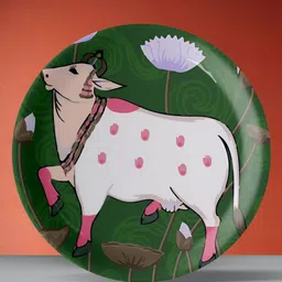 nestroots Green & White Printed  Porcelain Wall Plate-picture-24