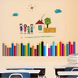 Jaamso Royals Green & Red Family Little House Printed Self-Adhesive Removable Wall Sticker-image-22