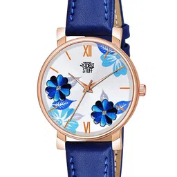 SWADESI STUFF Women Blue Printed Dial & Blue Leather Straps Analogue Watch FLOWER BLUE-picture-27