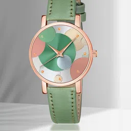 Shocknshop Women Printed Dial & Leather Straps Analogue Multi Function Watch WCH76Green image 1