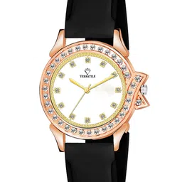 Versatile Women White Brass Embellished Dial & Black Straps Analogue Watch-picture-26