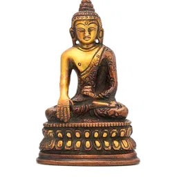 CraftVatika Gold-Toned & Bronze-Toned Brass Shakyamuni Gautam Buddha Idol Showpiece-picture-37